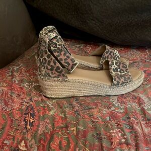 Leopard wedges with ankle strap